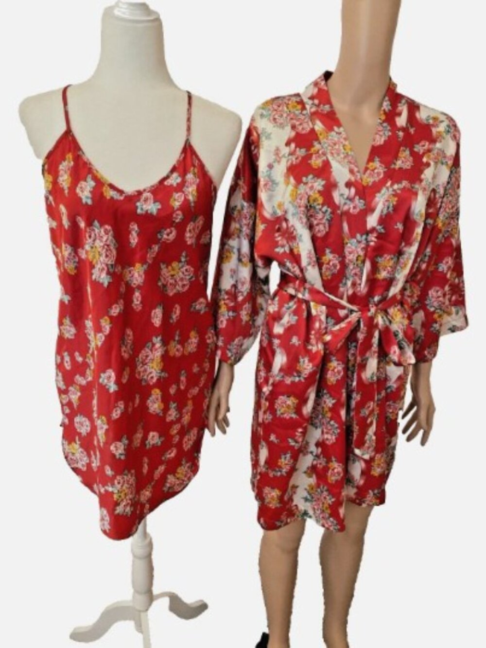 L.A. INTIMATES Leopard Vintage 2 Pc Chemise Nightgown and Robe Set Medium